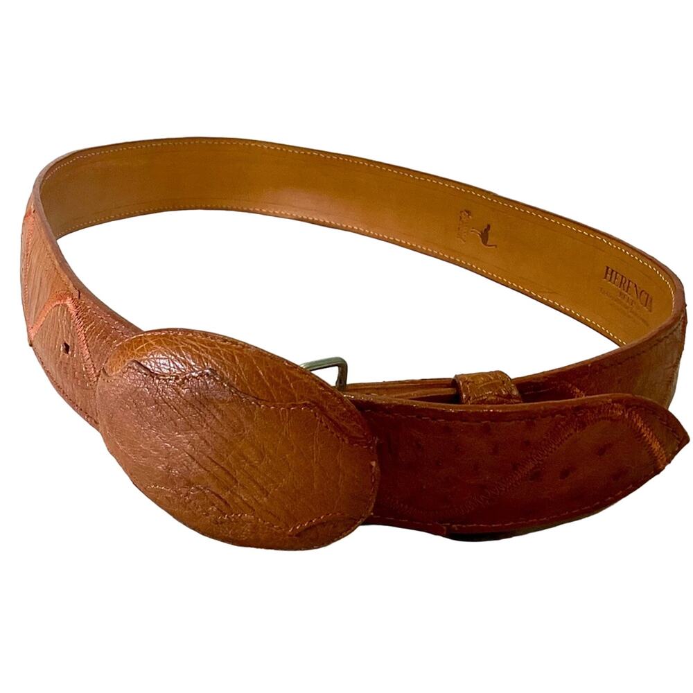 Herencia Vintage Genuine Ostrich Leather belt with buckle